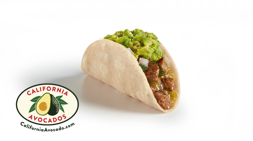 Carne Asada Steak Street Guac'd Up Taco